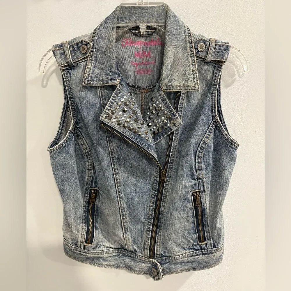 Aeropostale Blue Denim Studded Vest